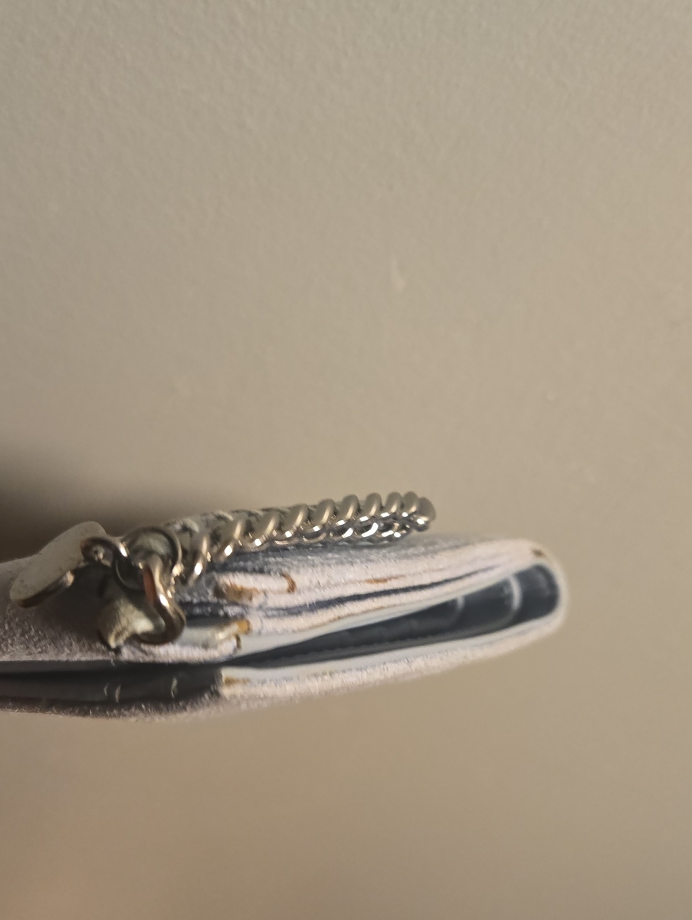Stella McCartney light gray/blue mini chain-trim wallet - Picture 8 of 14